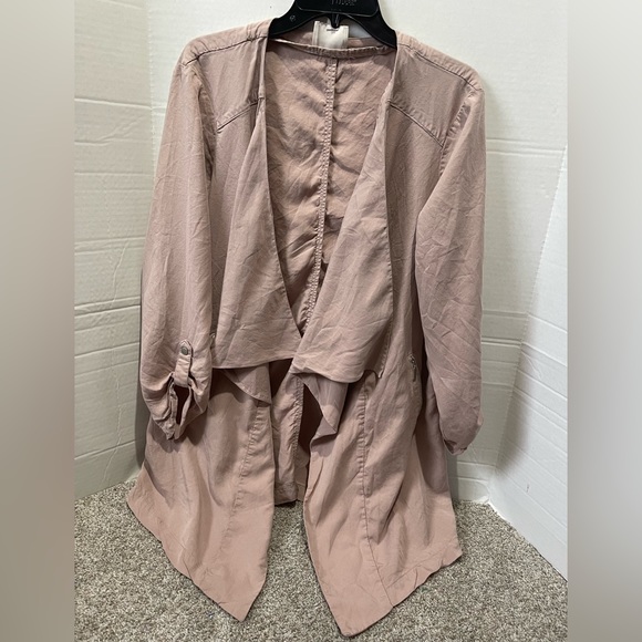 Elaine Rose blush color open front tencel cardigan with zipper pockets size XL - Picture 2 of 8